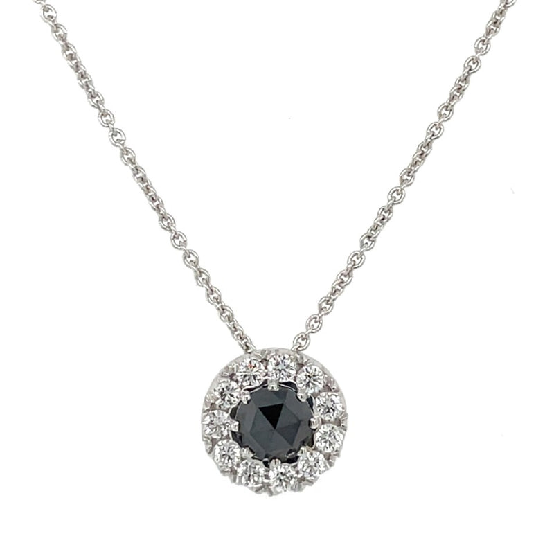 14K WHITE GOLD BLACK DIAMOND NECKLACE