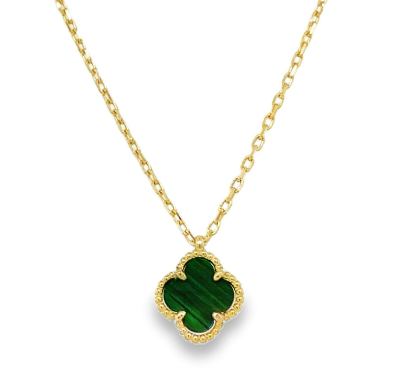 14K YELLOW GOLD MALACHITE NECKLACE  #235-00315
