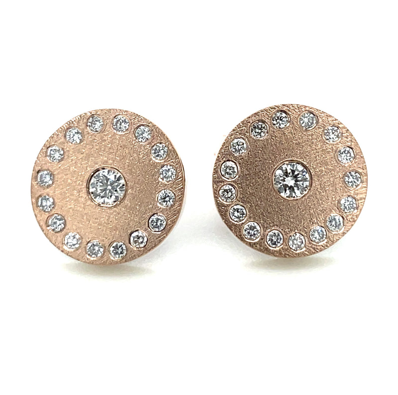 STERLING SILVER AND 18K ROSE  GOLD DIAMOND EARRINGS
