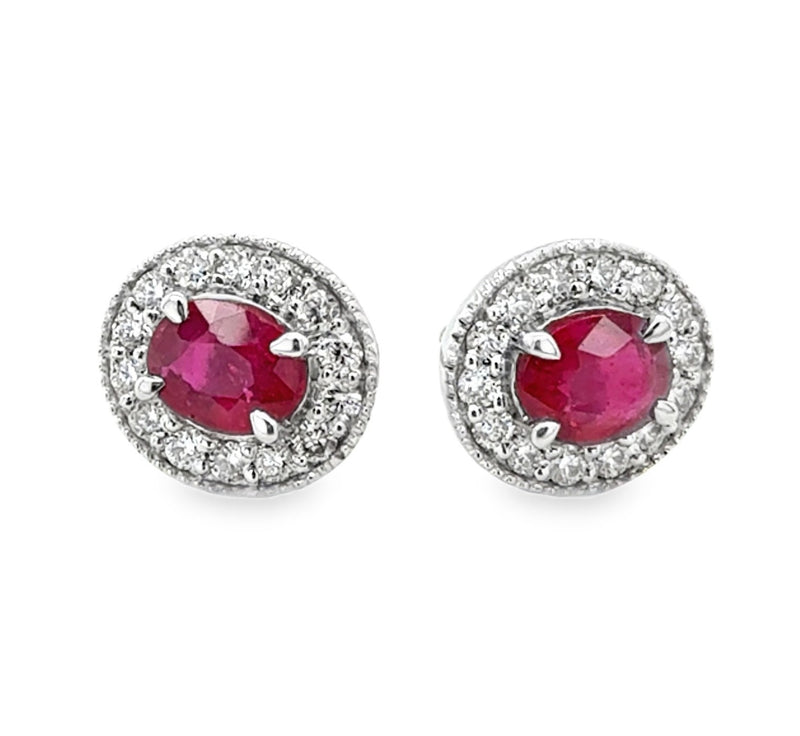 14K WHITE GOLD RUBY AND DIAMOND  EARRINGS  #210-00447
