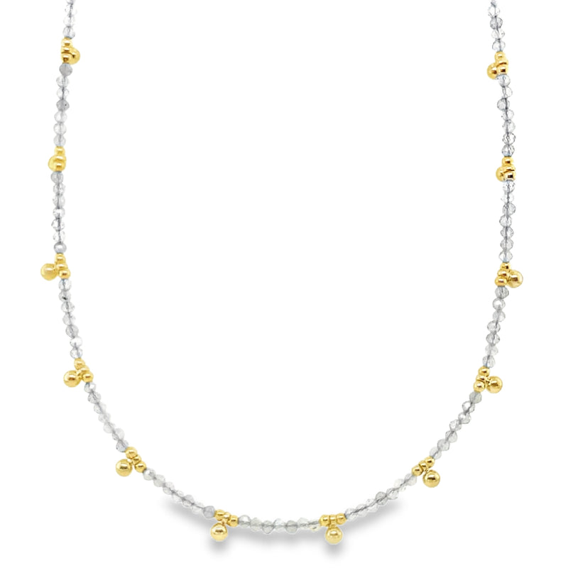 GOLD PLATED AND COLORED BEAD NECKLACE  #235-00263