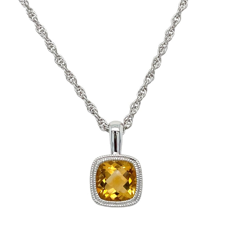 14K WHITE GOLD CITRINE NECKLACE