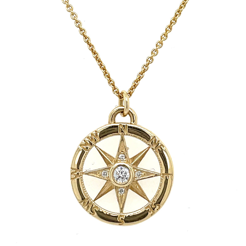 14K YELLOW GOLD COMPASS NECKLACE