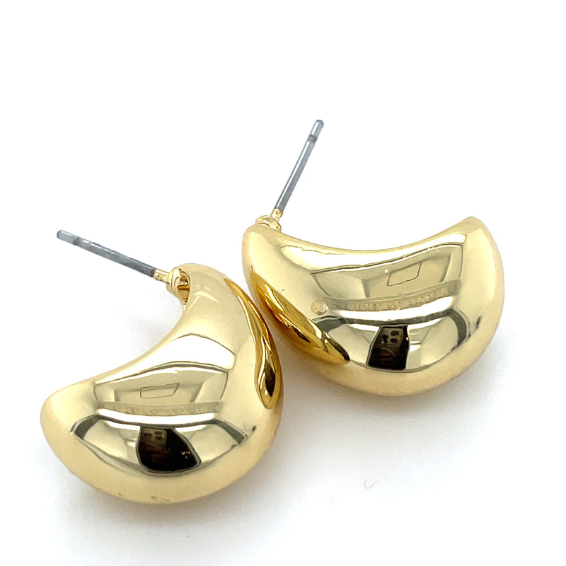 GOLD PLATED CRESCENT HOOP EARRINGS