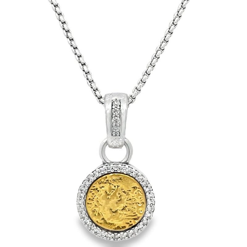 SILVER AND 24K GOLD PLATED BRASS NECKLACE  #805-00582