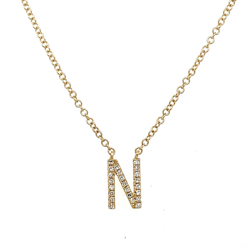 14K YELLOW GOLD INITIAL "N" NECKLACE