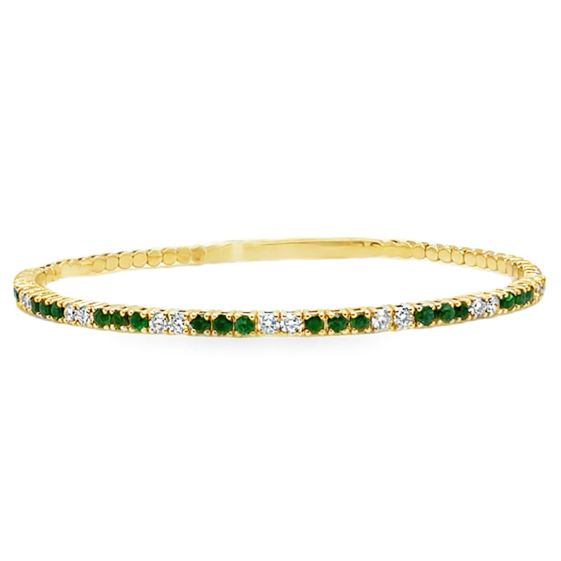 14K YELLOW GOLD EMERALD AND DIAMOND BRACELET  #240-00087