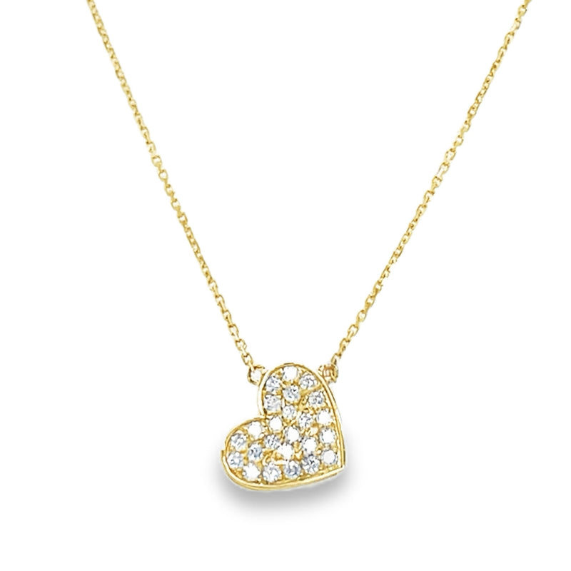 14K YELLOW GOLD DIAMOND HEART NECKLACE  #165-00258