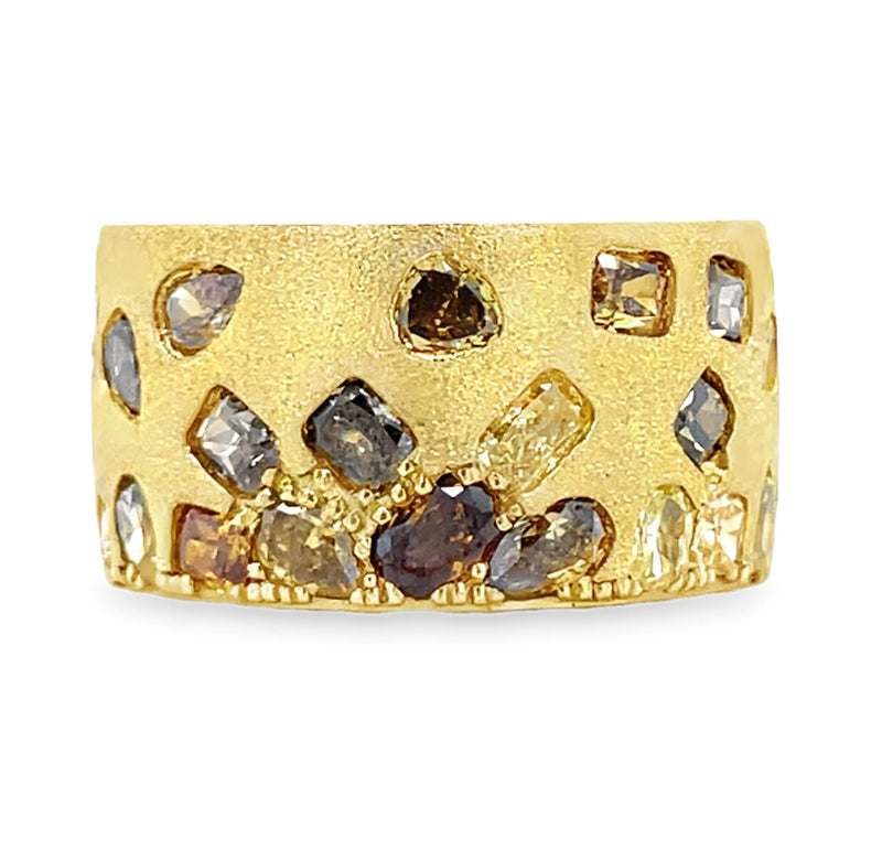 18K YELLOW GOLD FANCY DIAMOND RING  #130-00243