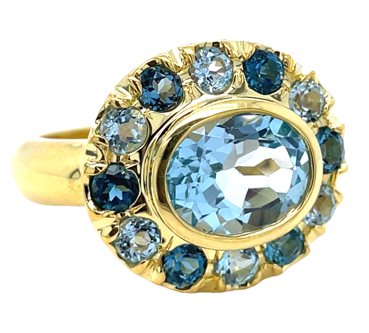 14K YELLOW GOLD BLUE TOPAZ RING