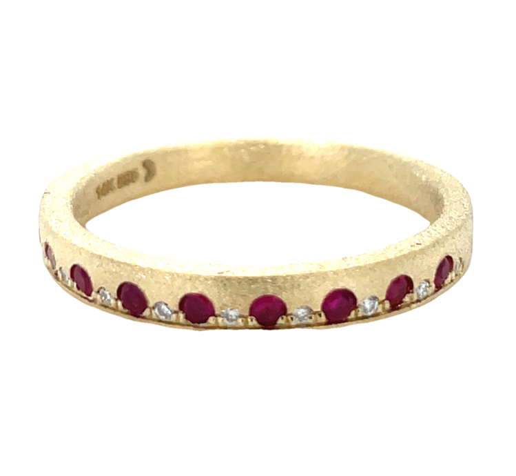 14K YELLOW GOLD RUBY AND DIAMOND RING