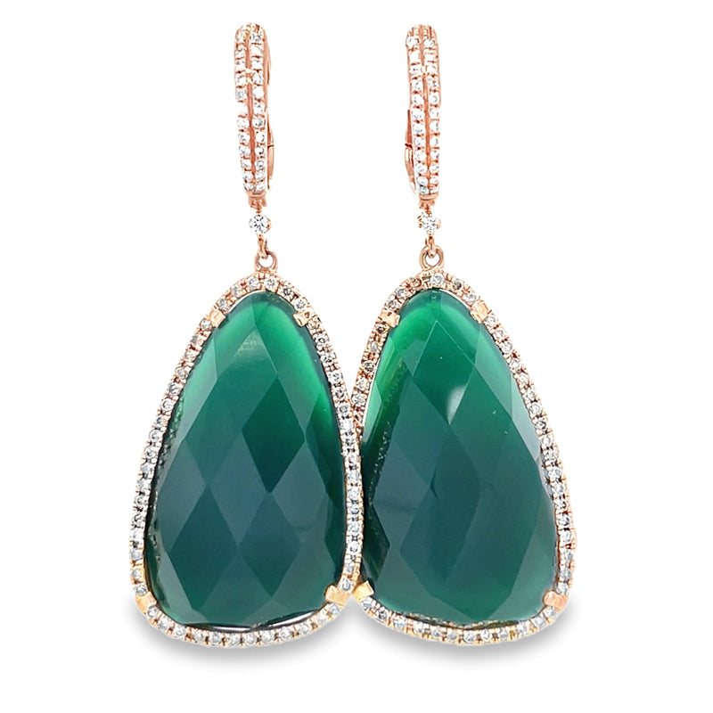 14K ROSE GOLD AGATE AND DIAMOND EARRINGS   #210-00409