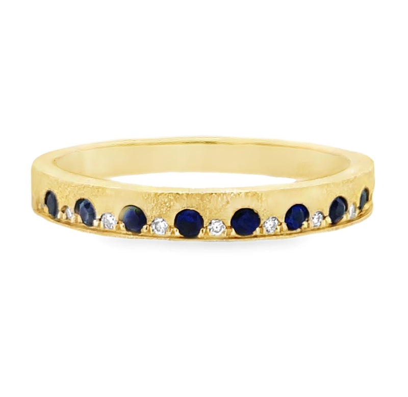 14K YELLOW GOLD SAPPHIRE AND DIAMOND RING  #200-00401