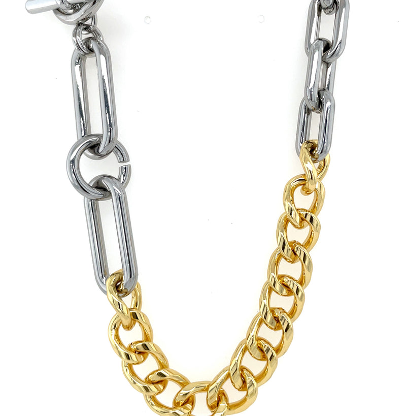 RHODIUM PLATED AND GOLD PLATED NECKLACE