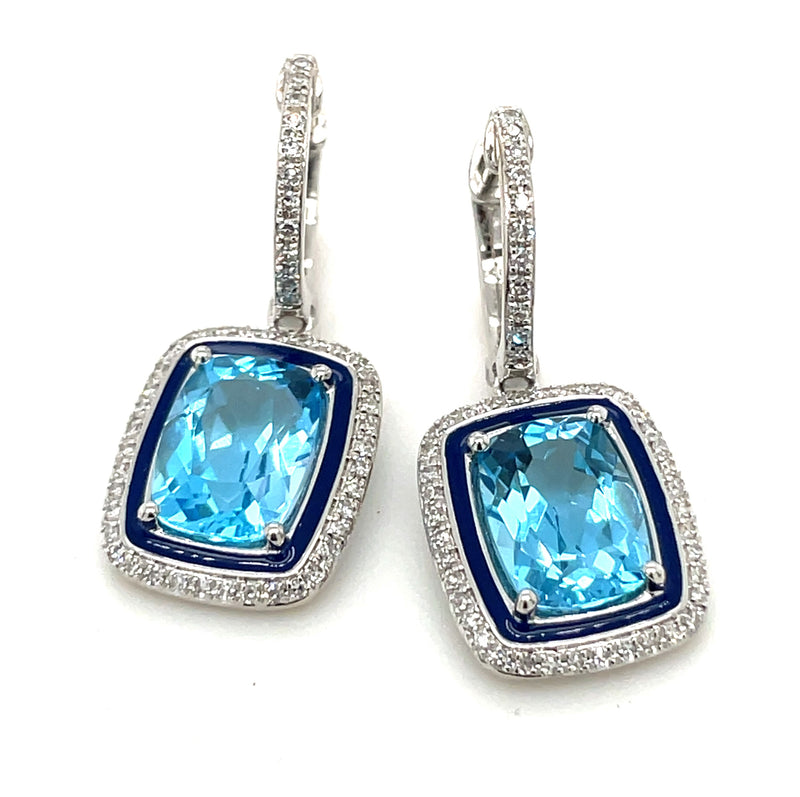 14K WHITE GOLD BLUE TOPAZ EARRINGS