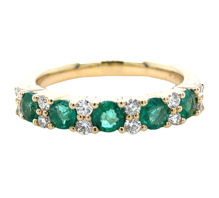 14K YELLOW GOLD EMERALD AND DIAMOND RING