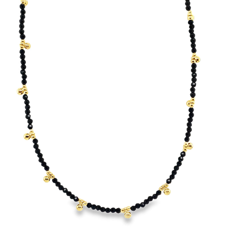 GOLD PLATED AND COLORED BEAD NECKLACE  #235-00254
