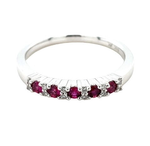 14K WHITE GOLD RUBY AND DIAMOND RING