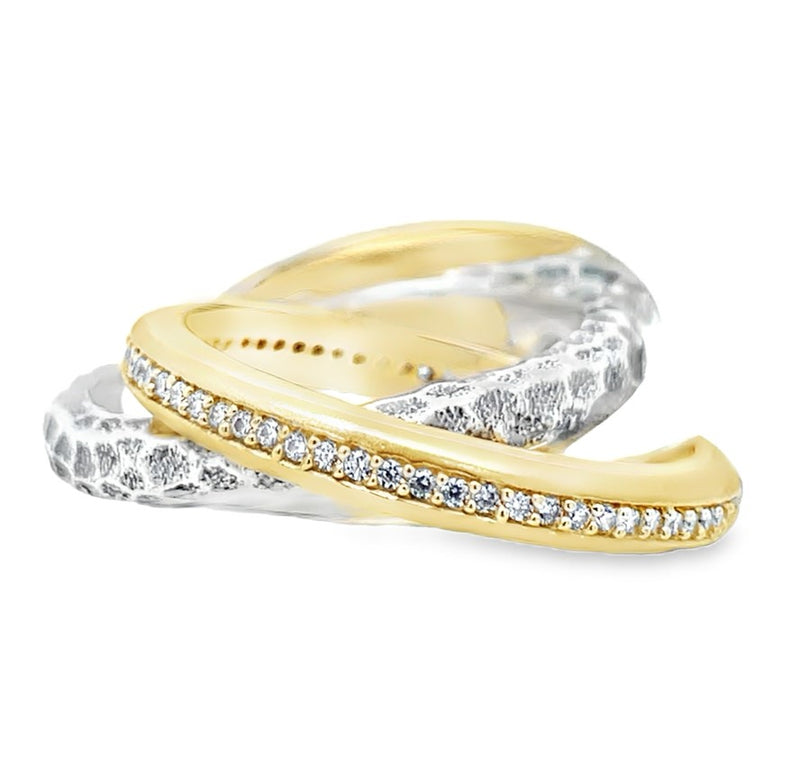 SILVER AND 24K GOLD PLATED BRASS RING  #808-00054