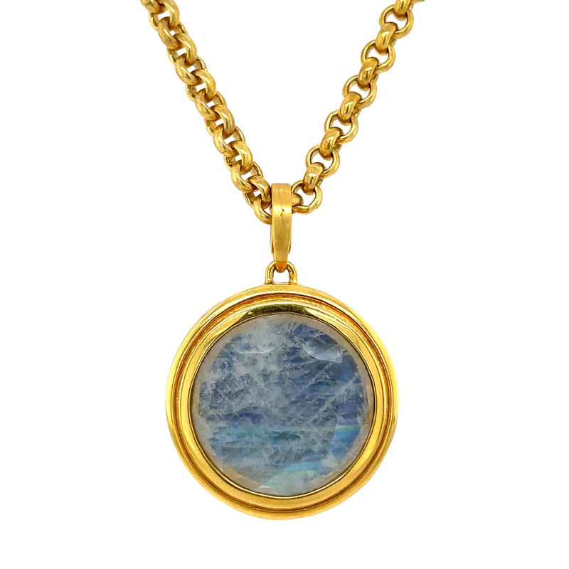 22K GOLD PLATE OVER BRASS LABRADORITE NECKLACE  #800-00225