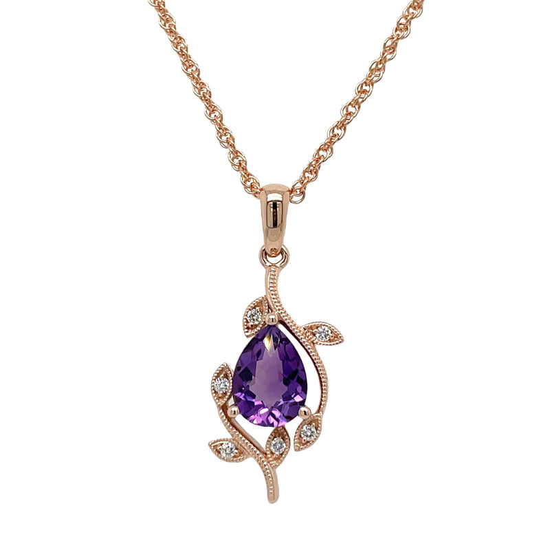 14K WHITE GOLD AMETHYST AND DIAMOND NECKLACE  #230-00230