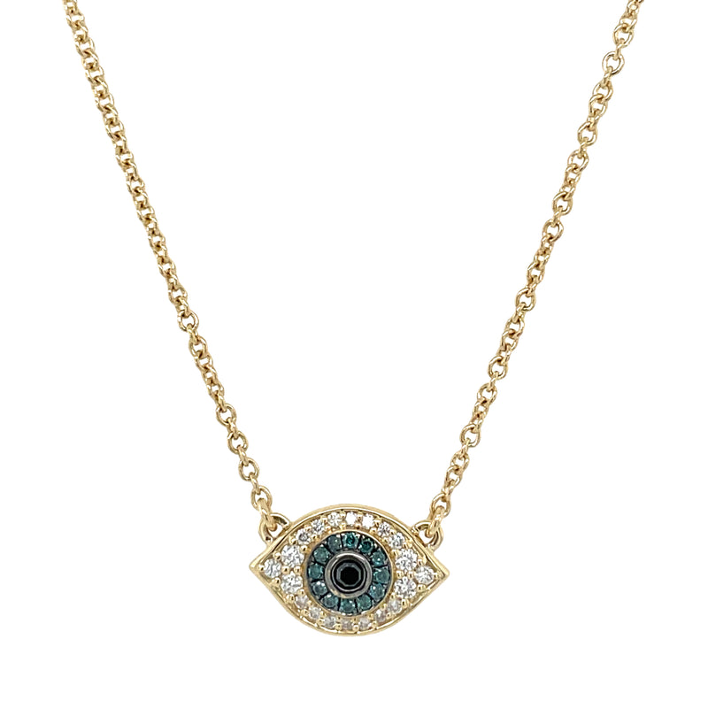 14K YELLOW GOLD EVIL EYE NECKLACE