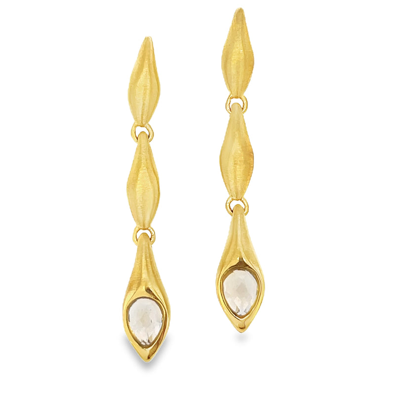 22K YELLOW GOLD PLATED BRASS EARRINGS  #800-00245