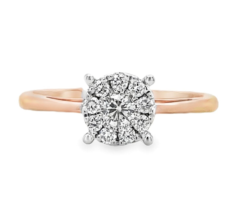 14K ROSE AND WHITE GOLD DIAMOND RING   #130-00255