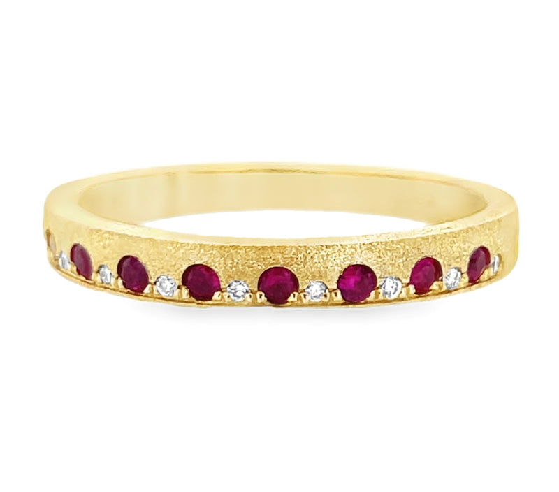 14K YELLOW GOLD RUBY AND DIAMOND RING  #200-00403
