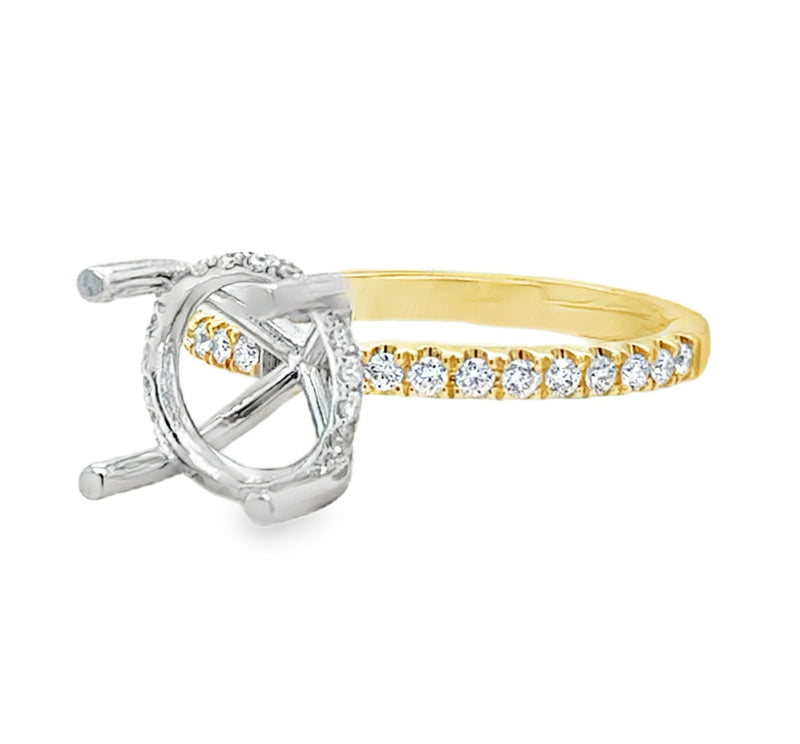 14K YELLOW AND WHITE GOLD DIAMOND SEMI MOUNT  #100-00110