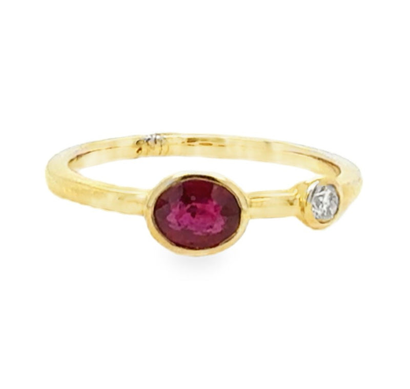 14K YELLOW GOLD RUBY AND DIAMOND RING  #200-00478