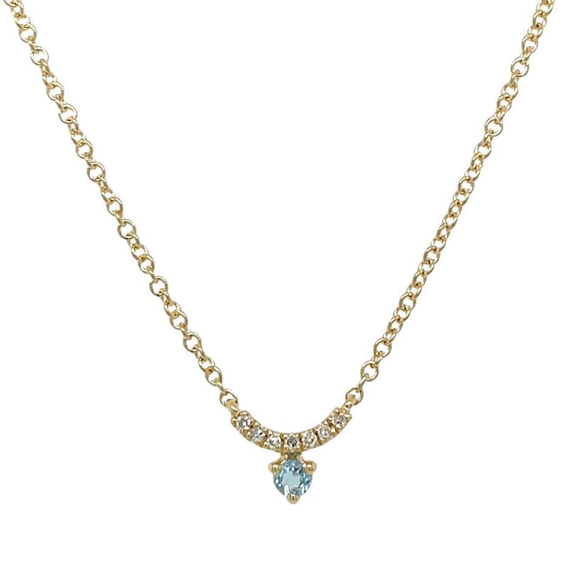 14K YELLOW GOLD AQUAMARINE AND DIAMOND NECKLACE