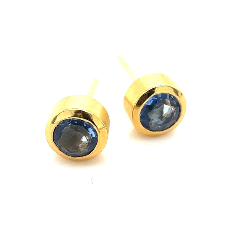 22K GOLD PLATE OVER BRASS TANZANITE EARRINGS