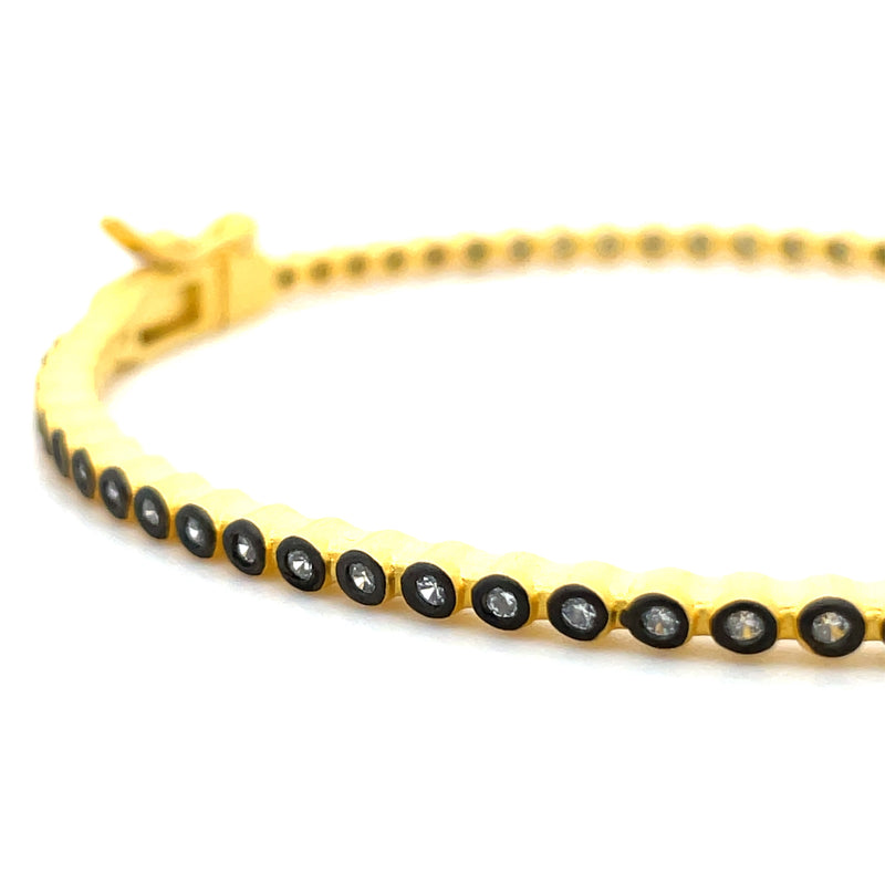 GOLD PLATED AND BLACK RHODIUM STERLING SILVER BRACELET