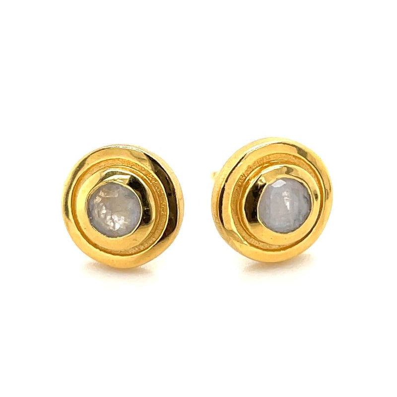 22K GOLD PLATE MOONSTONE EARRINGS  #800-00229