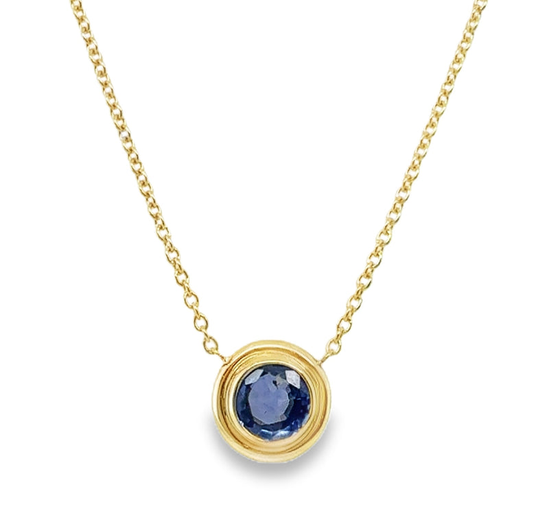 14K YELLOW GOLD SAPPHIRE NECKLACE  #235-00126