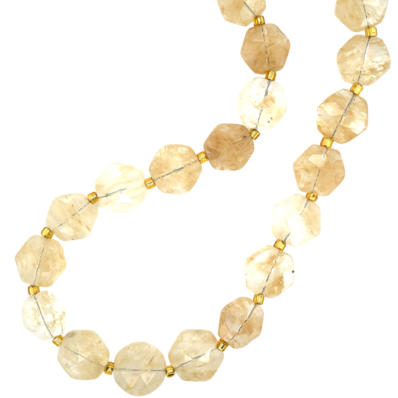 CHAMPAGNE QUARTZ AND GLASS (12MM) NECKLACE