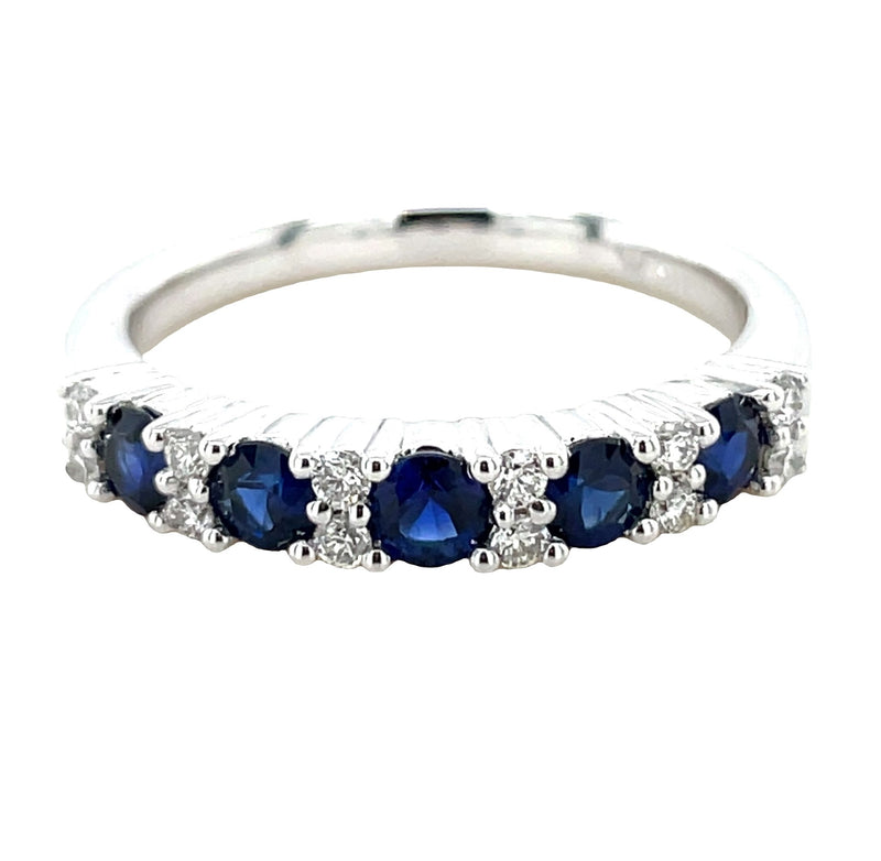 14K WHITE GOLD SAPPHIRE AND DIAMOND RING  #200-00288