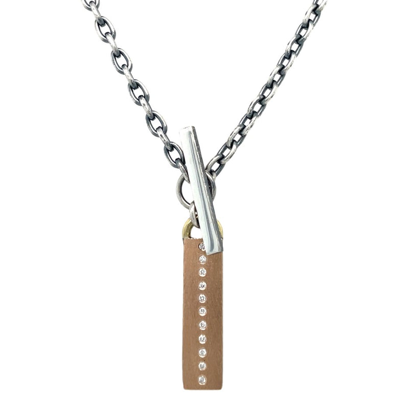 18K ROSE GOLD AND STERLING SILVER DIAMOND NECKLACE