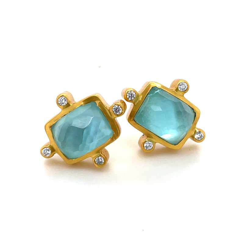 24K GOLD PLATED BLUE EARRINNGS