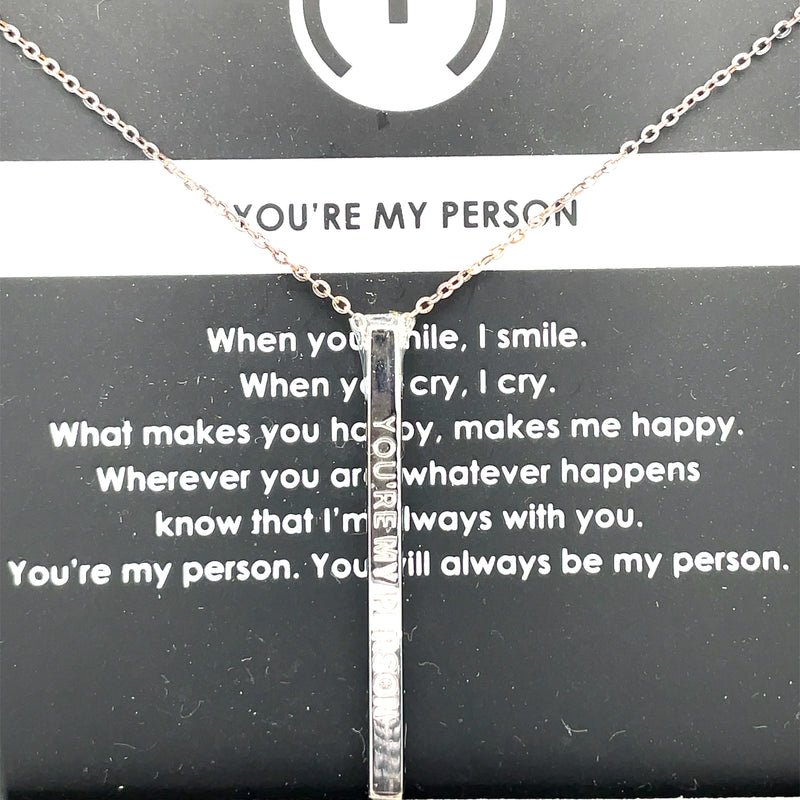 STERLING SILVER MANTRA BAR NECKLACE  #650-00484