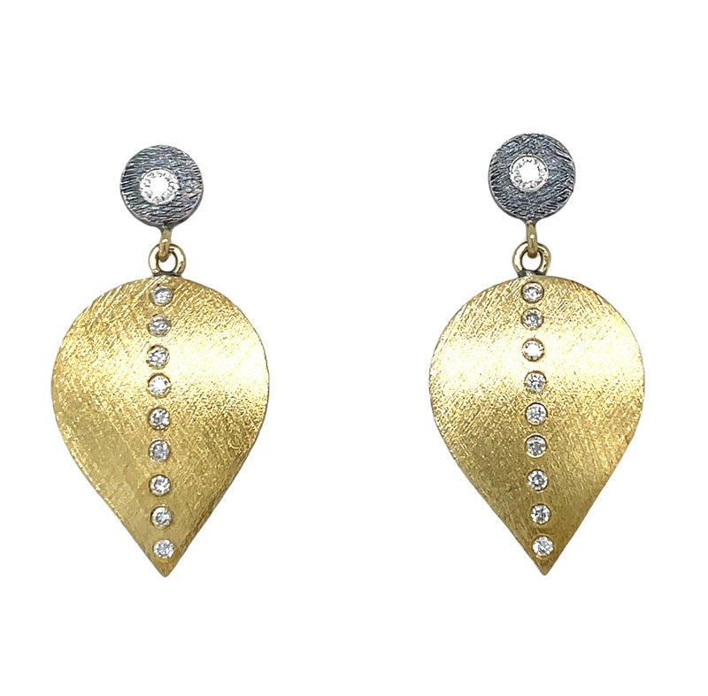 STERLING SILVER AND 18K YELLOW GOLD DIAMOND EARRINGS