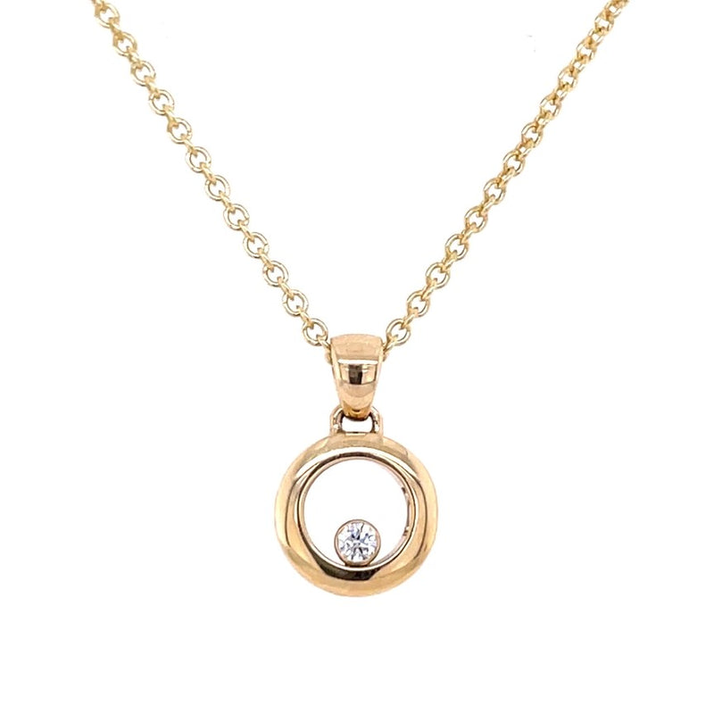 14K YELLOW GOLD DIAMOND CIRCLE NECKLACE