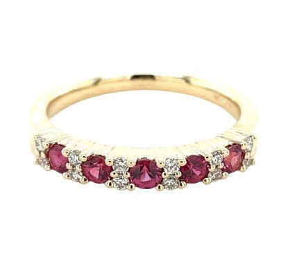 14K YELLOW GOLD RUBY AND DIAMOND RING