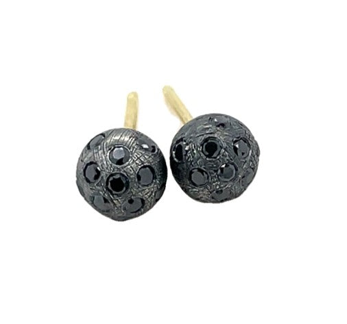 OXIDIZED STERLING SILVER BLACK DIAMOND EARRINGS  #EARRINGS  #150-00514