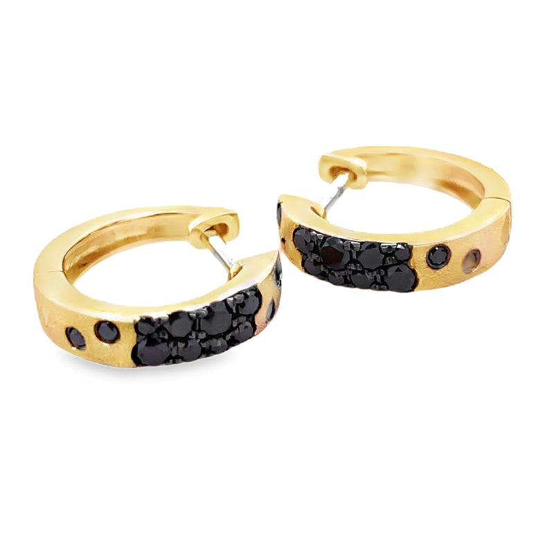 14K YELLOW GOLD BLACK DIAMOND EARRINGS  #150-00034