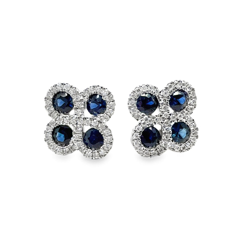 14K WHITE GOLD SAPPHIRE AND DIAMOND EARRINGS  #210-00457